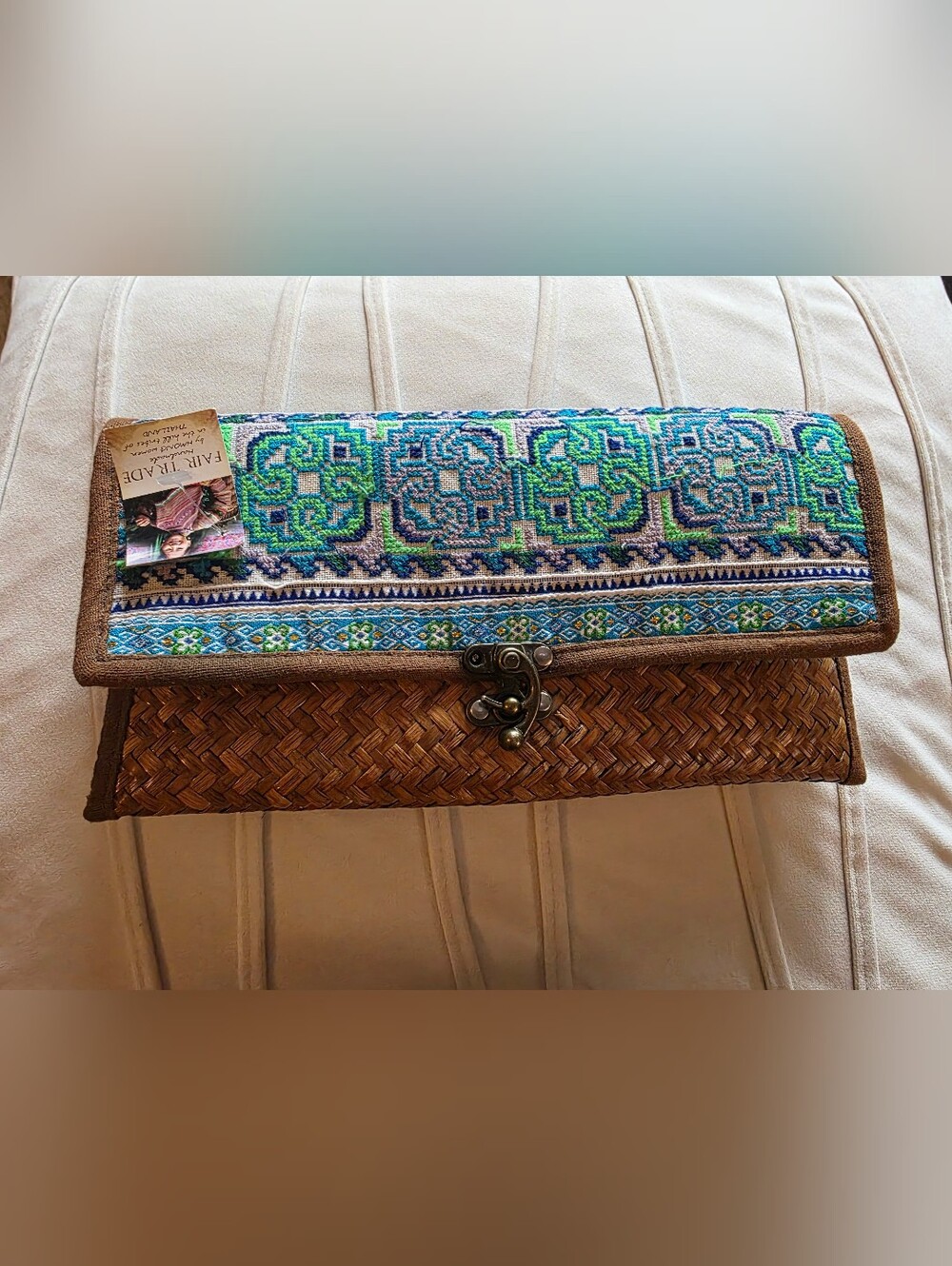 BOHO Rattan Straw Colorful Clutch-As Is